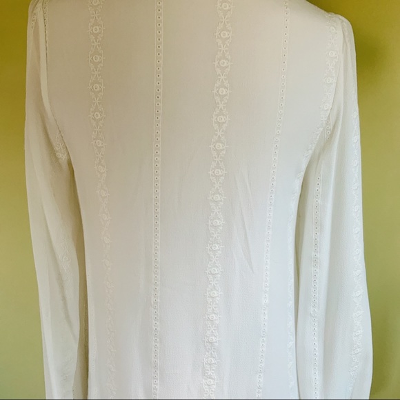 SALE Honey Punch Delicate White Eyelet Short Dress Long Sleeves Bow Tie Sash SML - Picture 5 of 16